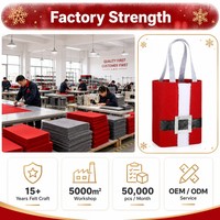 Sac fourre-tout en feutre de Noël personnalisé OEM ODM avec logo, design costume de Père Noël, sac cadeau en feutre épais et durable, réutilisable pour emballage de bonbons de Noël