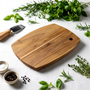 Planche à découper en bois de teck de qualité supérieure, grain de bois apparent, 30x30x3 cm, épaisseur 2,0 cm, écologique, durable |   Cuisine artisanale en gros Aqudus - Product Image 1