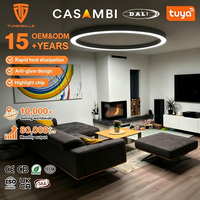 Plafonnier LED Circulaire Incurvé 6000K 2700K avec Gradation DALI, en Alliage d'Aluminium, Montage en Saillie ou en Encastré