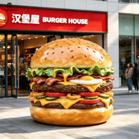 Escultura de Hamburguesa Gigante Personalizada de Fibra de Vidrio, Réplica Realista de Comida Rápida para Decoración de Restaurantes y Publicidad Exterior