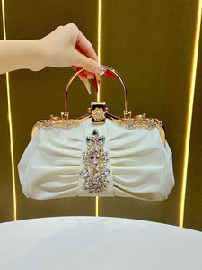 Fashion Ruched Rhinestone Floral Evening Bag Luxury Women's tote bags <b>Wedding</b> Party Formal <b>Clutch</b> Chain Strap handbags for women - Product Image 1