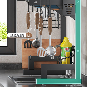 Estante de secado de platos sobre el fregadero para <span class=keywords><strong>cocina</strong></span> con accesorios, organizador de estantes, escurridor de drenaje, estante para platos de <span class=keywords><strong>Platero</strong></span> - Product Image 4