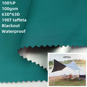 Waterproof tent fabric blackout fabric 190T polyester taffeta fabric with silver coating for camping tent