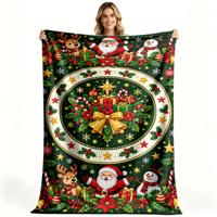 Couverture en flanelle polaire douce avec motif traîneau du Père Noël et rennes, idéale pour l'hiver, décoration de maison pour les fêtes, impression personnalisée, vente en gros, OEM, ODM