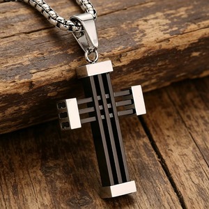 Collar con Colgante de Cruz Geométrica Hueca 3D para Hombre y Mujer, Acero Inoxidable, Dorado, Plateado, Negro, Joyería Religiosa Cristiana, Regalos - Product Image 3