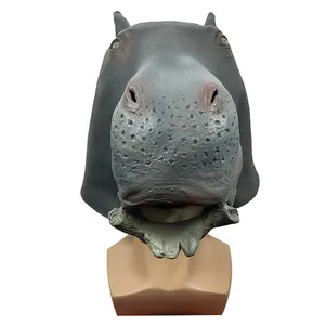 Mascarilla de fiesta personalizada de látex, máscara de cabeza completa de Animal hipopótamo