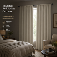 Gorden Blackout Kamar Tidur Ruang Tamu Panjang 72 Inci Set 2 Panel Insulasi Termal Peneduh Tinggi Privasi Rod