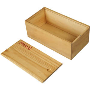 Hot Selling Handmade Solid Pine MDF Rectangle Magnet Slide Top Storage <b>Boxes</b> Laser Engraved Logo Natural <b>Wooden</b> <b>Boxes</b> - Product Image 3