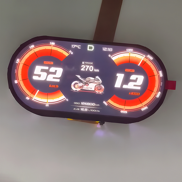 7 Inches TFT Color bar Shape LCD Display 1024x500 Round Arc-shaped Design in the Left and Right Side EV Dashboard E-Bike Cluster