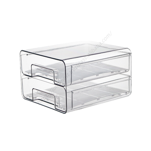Boîte de rangement en plastique pour réfrigérateur Proins, à deux/trois couches, grande capacité, transparente, avec plateau amovible, vente en gros - Product Image 1