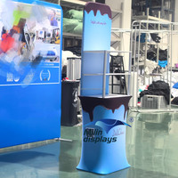 Présentoir promotionnel de bannière de Table de comptoir de tissu de cadre avec le podium de support d'exposition d'étagères pour le salon commercial