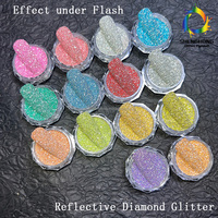 Poudre de paillettes diamantées réfléchissantes SH, portable et idéale pour les voyages, en vrac, résistante aux solvants, à effet chromatique, pour ongles