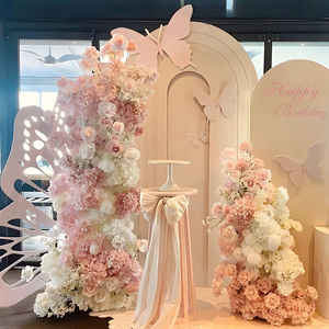 Arche de fleurs artificielles roses, boule de roses artificielles pour mariage, douche nuptiale, centre de table, décoration de toile de fond - Product Image 1