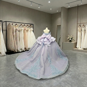 Lsmc136 Lilac Princess Quinceanera Dresses Designer Ball Gown Appliques Lace Sweet 15 16 Dresses Jancember - Product Image 3