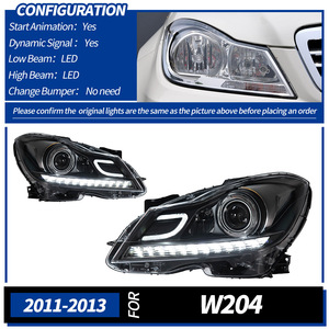 Mới 11-14 Mercedes-Benz C-Class w204 Led Đèn Pha lắp ráp năng động lần lượt tín hiệu thấp chùm cao 6000K Màu qua biên giới bán hàng - Product Image 6