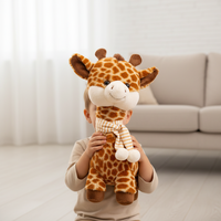 Peluche d'animal de la forêt la plus vendue : girafe, chien, lapin, éléphant – brodée, super douce, anti-stress, cadeau d'anniversaire