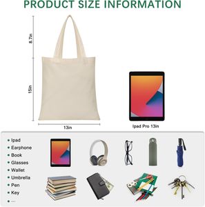 Customized High Quality Embroidery Printed <b>Shopping</b> Mini Canvas <b>Foldable</b> Tote <b>Bag</b> 13x15 No Closure Reusable Women Sublimation - Product Image 4