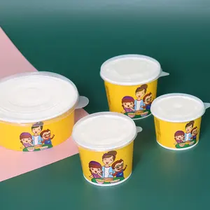 Wholesale Restaurant Take Away Food Round Bowl Disposable Kraft Paper Round Salad Bowl Lunch Box With Lid