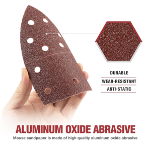 US Local Stock expédié en 24H livraison gratuite USA 60PCS souris papier de verre 11 trous crochet et boucle tampons ponceuse feuilles abrasives triangulaires - Product Image 4