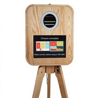 Photobooth en bois vintage couleur bois naturel avec flight case et support d'imprimante pour QW410 DS620 RX1
