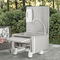 Évier de cuisine mural moderne en acier inoxydable SS 304/201, finition brossée et polie, avec robinet intégré, pour lavage des mains, à cuve unique