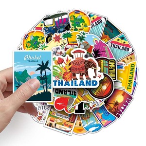 50 قطعة بسعر الجملة ملصقات تذكارية للسفر مع مناظر تايلاندية ملصقات مقاومة للماء مزخرفة للأمتعة والكمبيوتر المحمول ملصق كارتوني مخصص - Product Image 6