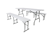 Demi-table en plastique blanche pliante rectangulaire de 6 pieds bon marché d'usine réglable pour le camping et la salle à manger