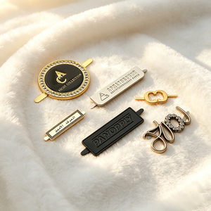 Custom Brand <b>Name</b> Engraved Metal <b>Tag</b> Wholesale Embossed Metal Logo Label for Apparel Scarves Footwear Garment Decoration - Product Image 2