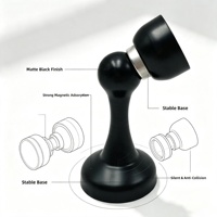 Windsgo Butée de porte magnétique en acier inoxydable noir mat, fixation au sol, robuste 304, avec embout sphérique, plaque de butée pour portes en bois