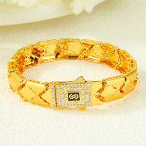 Pulsera de Zirconia de Alta Calidad Estilo Hip Hop, Chapada en Oro de 21k, Diseño de Rompecabezas, Hecha a Mano, para Mujer, Ideal para Regalo de Fiesta - Product Image 3