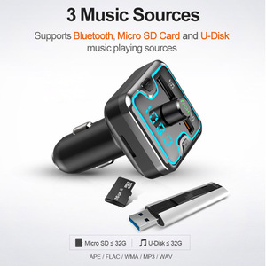 Tay-miễn phí gọi điện thoại FM Transmitter MP3 âm nhạc Máy nghe nhạc đôi USB sạc LED Backlit xe sạc cho <span class=keywords><strong>Bluetooth</strong></span> 5.3 âm thanh Receiver - Product Image 5