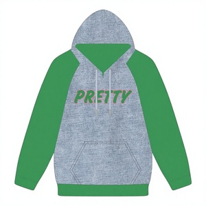 Sudadera con Capucha de Manga Raglán Denim 08 Pretty Girl, Ropa de Hermandad Griega, Sudadera Rosa y Verde para Mujer, Ropa Universitaria de Hermandad Griega - Product Image 1