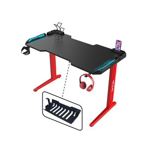 Hiện đại chuyên nghiệp chơi game lớn bảng với ánh sáng LED góc bàn màu đỏ chân chơi game PC máy tính bàn với cáp chủ cho gamer - Product Image 4