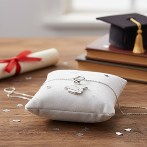 Ciondolo a Forma di Tocco di Laurea Placcato Argento, Accessorio Gioiello - Product Image 3