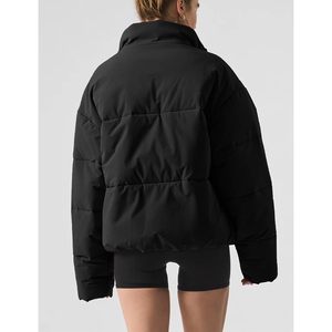 Womens Cropped Puffer Jacket Zip Up Stand Collar Lightweight <b>Quilted</b> Winter Warm Coat With Pockets - Product Image 6