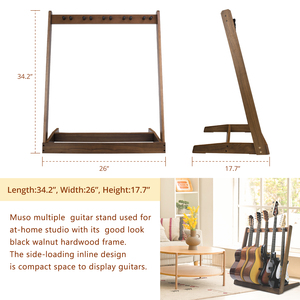 Supporto per chitarra Multi-chitarra legno duro noce nero per la visualizzazione di strumenti in legno - Product Image 3