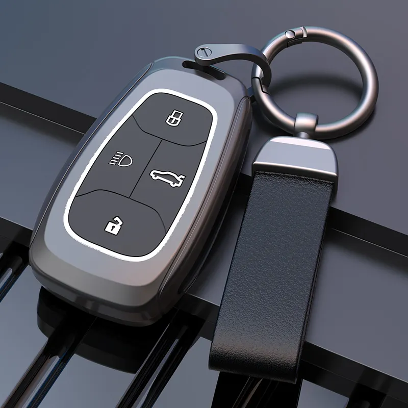 Hindistan için özel hint TATA anahtar için çinko alaşımlı deri otomatik uzaktan araba anahtarı kabuk kapak durumda yüklemek 4 düğmeler anahtar