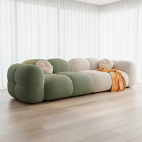 Canapé modulaire sans structure en velours blanc, style nuage, sectionnel, profil bas, pour salon d'appartement, ensemble de canapés en éponge