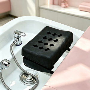 Fauteuil de lavage de cheveux en similicuir PU avec tabouret assorti et bac en céramique - Product Image 5