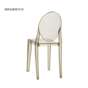 Silla de comedor con respaldo alto para fiesta, sillón moderno de plástico y cristal, acrílico transparente, para boda y bar, precio barato