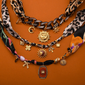 Collier en acier inoxydable électroplaqué Jeding, style européen et américain, avec dentelle et soie, accessoires pour femmes, haut de gamme, automne-hiver - Product Image 1