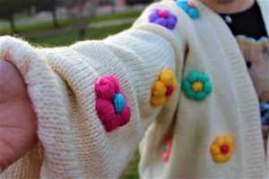 Luce di lusso bella tessuto fiore personalizzato <span class=keywords><strong>pizzo</strong></span> geometrico perla di cotone ricamo filo palla <span class=keywords><strong>cardigan</strong></span> per le donne - Product Image 3