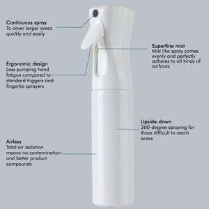 Bouteille pulvérisateur de nettoyage continu pour la maison, 10 oz/300 ml, pulvérisateur d'eau en plastique fin vide pour le coiffage - Product Image 2