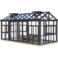 Serre en verre de qualité supérieure en alliage d'aluminium, double vitrage trempé, design moderne triangulaire à faible émissivité