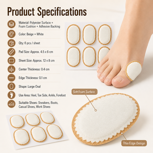Almohadillas de fieltro de poliéster para el calzado, con forma de corazón y ovalada grande, autoadhesivas, antideslizantes, para mujer, para tacones altos, botas y zapatillas. - Product Image 2