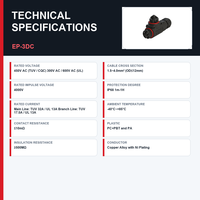 Conector Redondo Macho-Hembra de 3 Pines IP68, 32A 300V CA para Distribución de Iluminación Exterior
