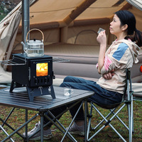 Poêle à bois d'extérieur intégré en acier inoxydable et acier au carbone pour le chauffage de tentes de camping et les barbecues domestiques