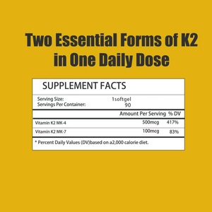 Vitamina K2 en Cápsulas Blandas de Marca Privada MK-4, Apoyo Cognitivo, MK-7, Salud Ósea, Apoyo Cardíaco y Arterial para Adultos, Activación Enzimática, Trans - Product Image 2