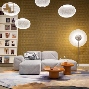 Stile moderno Villa soggiorno a forma di L divano Set Hotel lusso legno struttura in tessuto divano imbottito mobili - Product Image 2