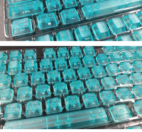 Teclado Mecánico con 139 Teclas Transparentes ABS, Color Azul Glaciar, Luz Verde Transparente Frontal, Teclas Transparentes